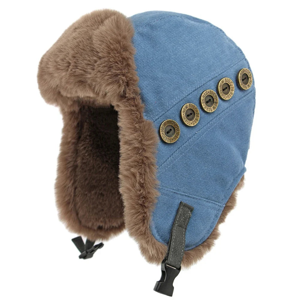 Russian Hat Thick Warm Winter Hat Men Women Windproof Ski Trapper Earflap Cap Faux Rabbit Fur Hat Male Female Bomber Hat