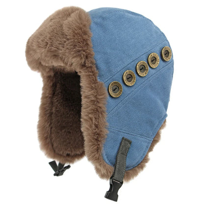 Russian Hat Thick Warm Winter Hat Men Women Windproof Ski Trapper Earflap Cap Faux Rabbit Fur Hat Male Female Bomber Hat