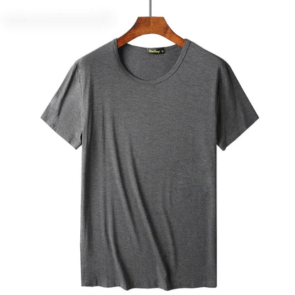 2 Piece Lots 95% Bamboo Fiber T Shirt Men Short Sleeve Tee Solid Color Summer Tops Plain Tshirt Crew Neck White Gym Clothing New