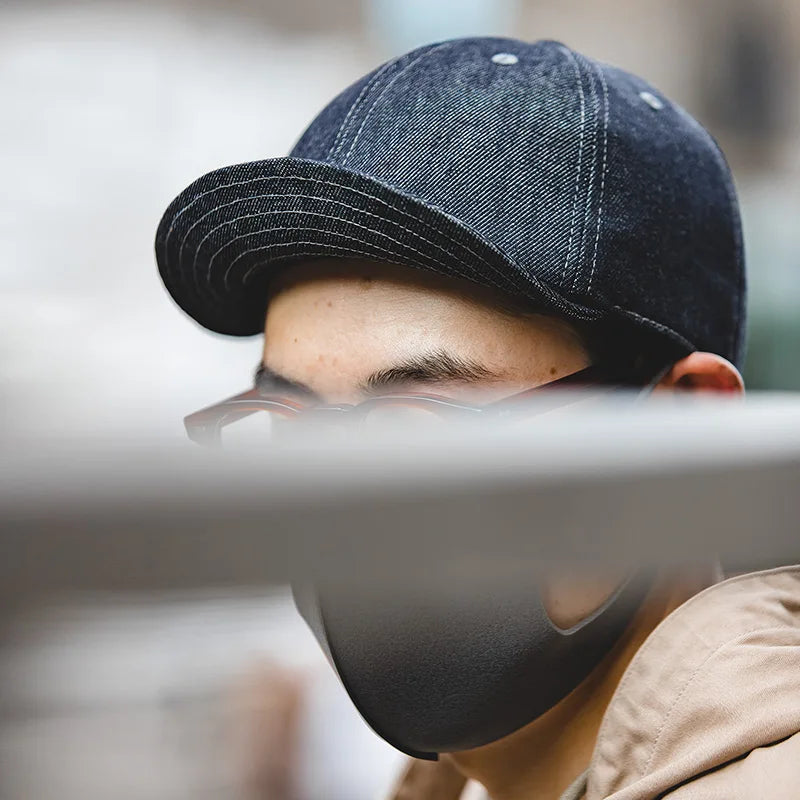 Retro Peaked Cap for Men Designer Beret Streeetwear Short Brim Flip Hat Casual Newsboy Hats Jeans Blue Khaki Amekaji Wear