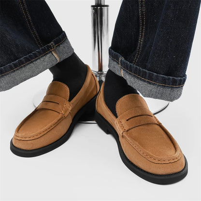 Handmade Mens Leather Loafers Non Slip Slip on Walking Flats Breathable Outdoor Casual Shoes for Man Work Office Driving Shoes