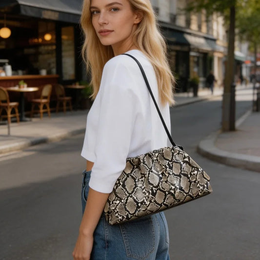 2026 Ruched Serpentine Dumpling Bags Women Pouch Handbag Cloud Clutch Snake Pattern Shoulder Crossbody Bag Luxury Designer Bag