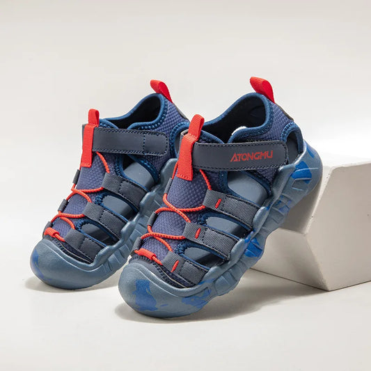 Children Summer Sports Sandals Girls Beach Outdoor Non-slip Hiking Shoes Boys Hollow Breathable Anti Collision Round Toe Sandals