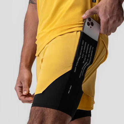 Men's Gym Shorts 2 in 1 Quick Dry Running Shorts Basketball Jogger Summer Fitness Workout Short Pants Bodybuilding Activewear