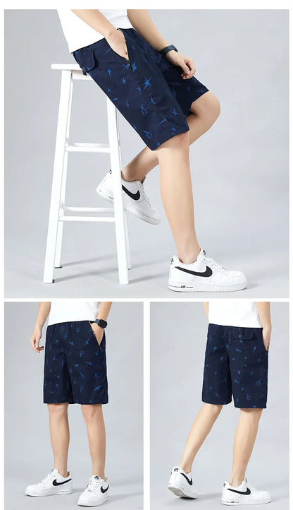 Mens Light Weight Print Shorts Casual Drawstring Elastic Waist Summer Beach Vacation Shorts