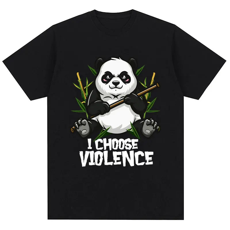 I Choose Violence T Shirt Funny Duck Humor Slogan Short Sleeve T-shirts Men Women 100% Cotton Loose Oversized T-shirt Streetwear