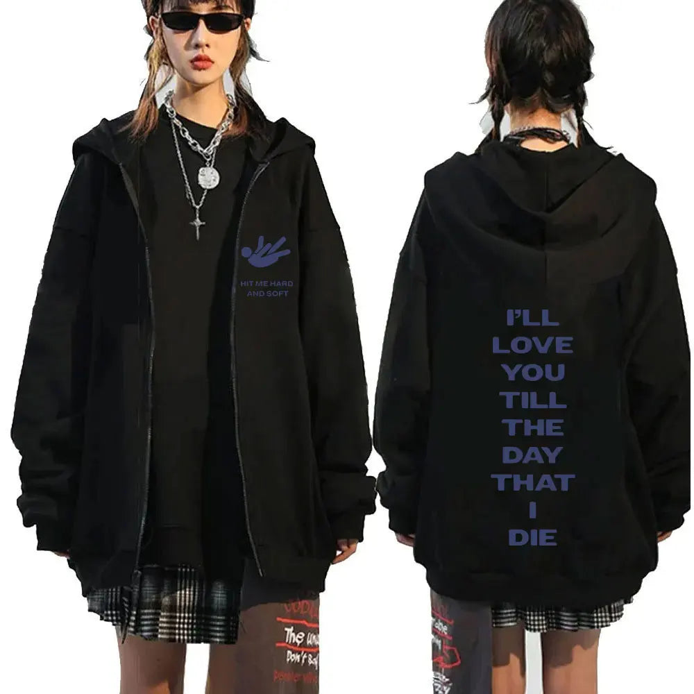 Hit Me Hard and Soft 2025 Tour Zipper Hoodies Men Women Harajuku Pullovers Fashion Hip Hop Zip Up Sweatshirts Jackets Fans Gift