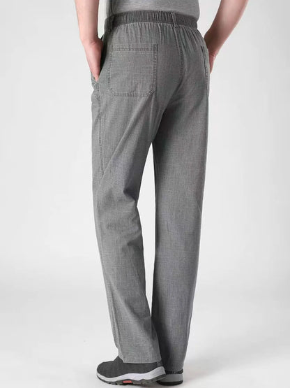 Summer Linen Men Casual Pants Work Wear Office Thin Golf Straight Long Formal Suit Trousers Plus Size 5xl 2024 New