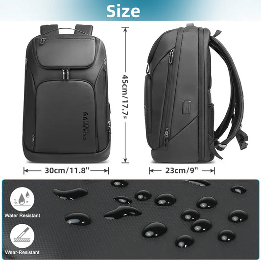 Business Backpack for Men Waterproof Travel 17.3" Laptop Backpack  High Capacity Multifunctional Pack USB Charging