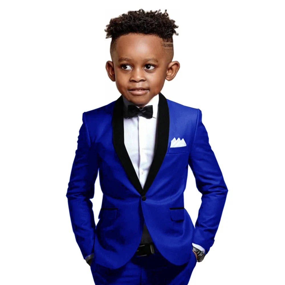 New Boys Formal Suits 2 Pieces Jacket Pants School Activities Wear Stylish One Button Kids Tuxedo Wedding Guest Clothes