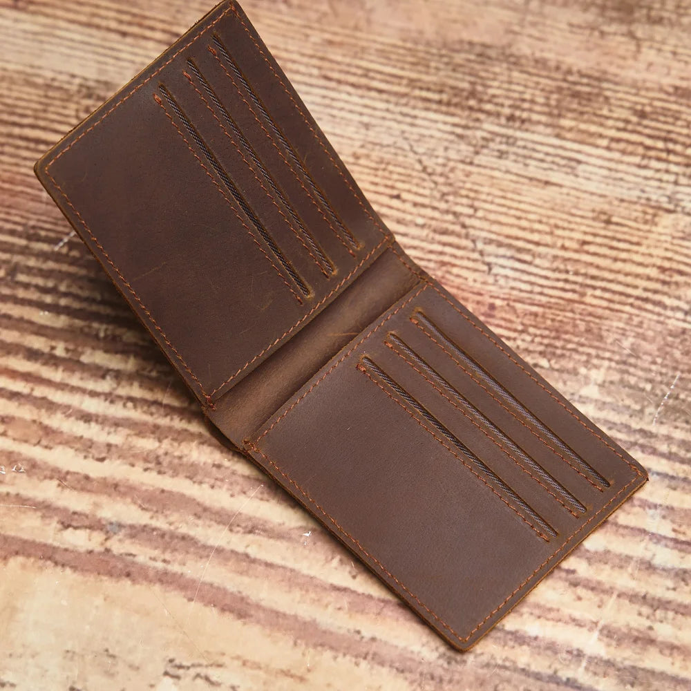 Genuine full-grain leather wallet, vintage men's wallet, stylish business card holder, the perfect gift for men