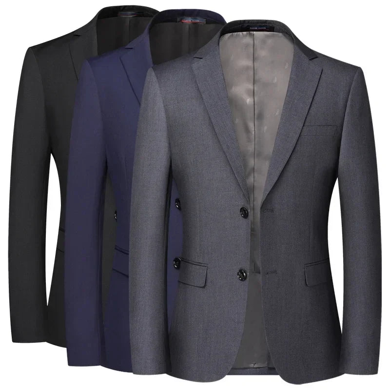 Solid Color Blazer New Men's Fashion Business Solid Color British Style Professional Work Groom Wedding Dress Best Man Blazer