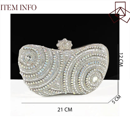 Nigerian Heel Party for Women Silver Color Shoes and Bag Set Rhinestone Handbag Italian Design Wedding INS 2025