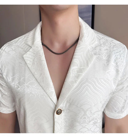 Summer Thin Ice Silk Without Lining Men Suit Coats 2025 New High-end Fashion Jacquard Casual Social Shirt Coat Men Clothing