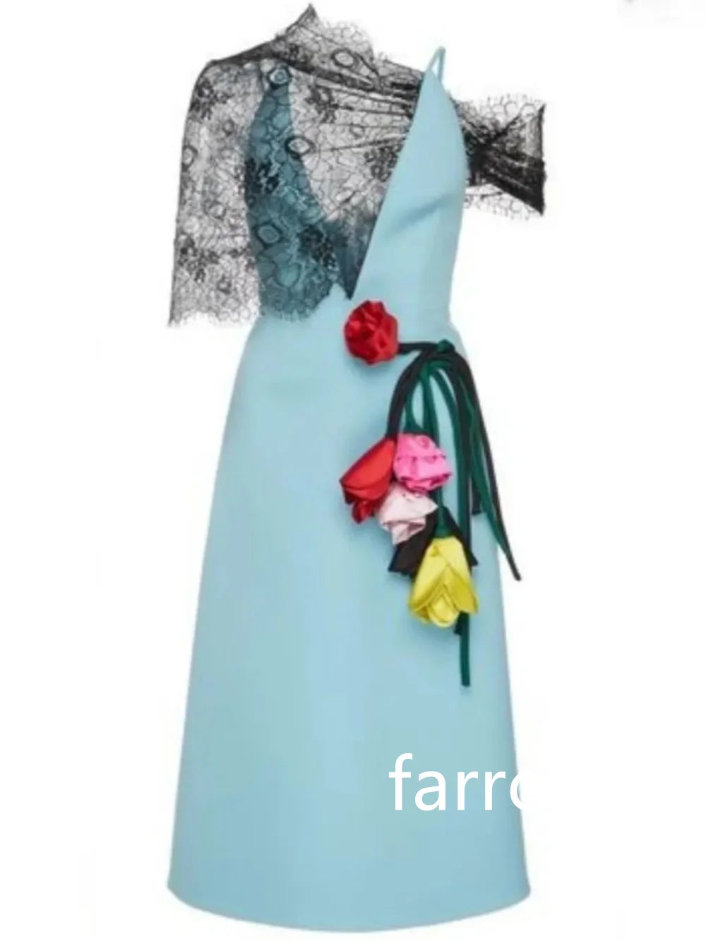 Customized Simple Jersey Pleat Flower A-line One-shoulder Midi Dresses Prom Dresses Classic Exquisite Modern Style Pastrol Unise