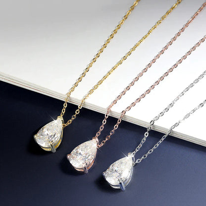Pear Cut 1/1.5/3/4/5CT D Color Moissanite Pendant Necklace for Women Men 925 Silver Waterdrop Solitaire Diamond Neck Chain