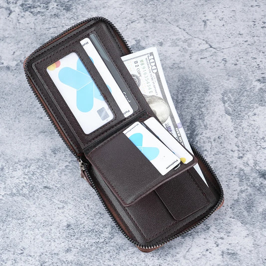 Portefeuille Homme 2026 Nouveau Style Court Tendance Grande Capacité Porte-cartes en Cuir Souple Design Horizontal Décontracté Bifold en Cuir