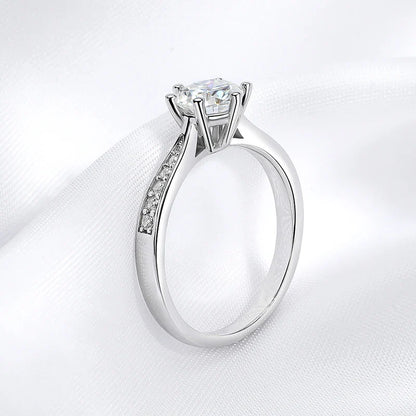 Real 0.3-3CT Moissanite Wedding Ring for Women Sterling Silver Round Brilliant Diamond Solitaire Engagement Rings Gift