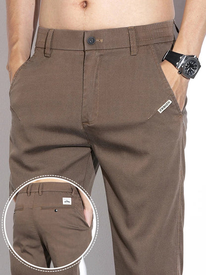 Thin Men's Pants Spring Summer Straight Casual Pants Lyocell Fabric Fashion Slim Stretch Korean Trousers Solid Color 2025 New