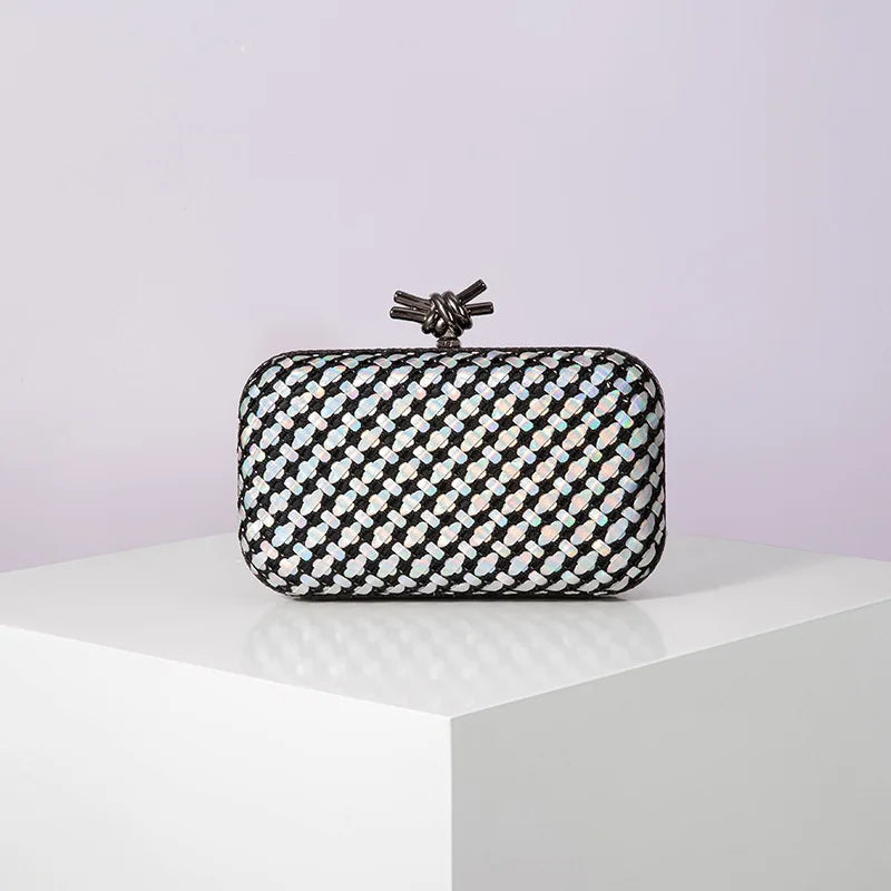 Hand Woven Clutch Purse Luxury For Women 2025 New High Grade Party Wedding Prom Mixed Colors Evening Bag Elegant Trend Chain Bag