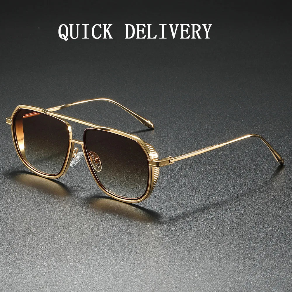 Fashion Sunglass Men Vintage Sunscreen Oversized Sunglasses Women Trendy Metal Glasses Gafas De Sol Hombre Lunette Soleil Femme