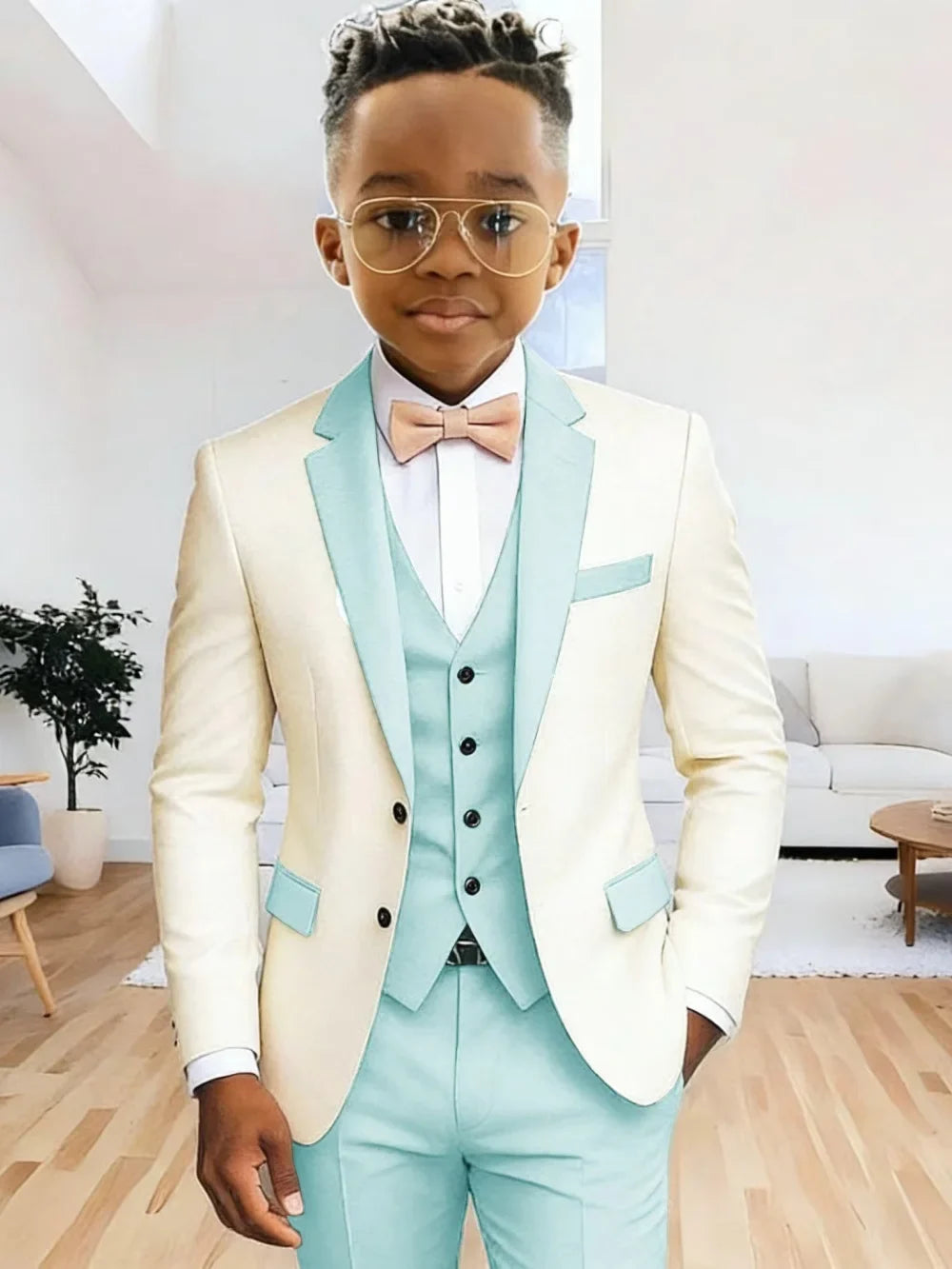 Multi-colors Boys Suits 3 Pieces Jacket Vest Pants Wedding Ring Bearer Outfit Handome Slim Fit Tuxedo For Birthday Party