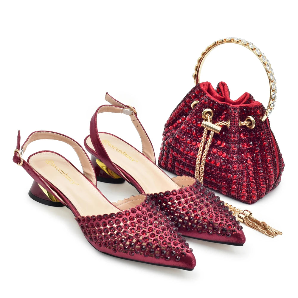 Fashion Women Shoes and Bags To Match Set Italy Party Pumps Italian Matching Shoe and Bag Set for Party Wedding Shoes Bride