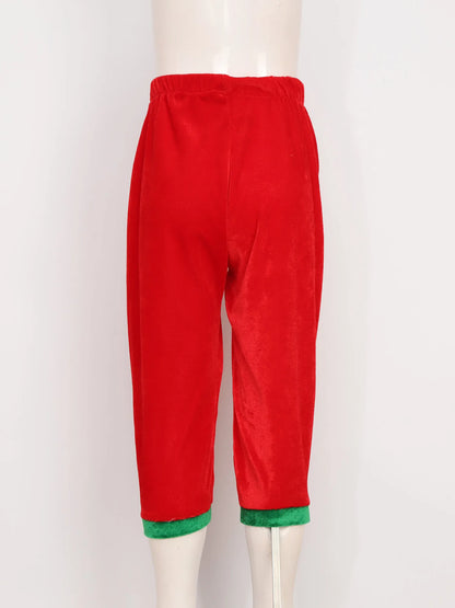 Boys Christmas Elf Costume Xmas Santa Clause Set with Shirt Pants Hat Elf Ears Belt Stockings Festivals New Year Fancy Dress Up