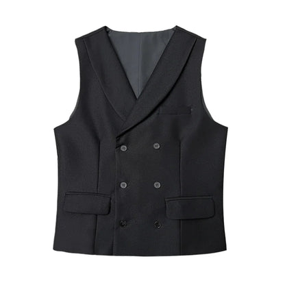 Men Luxury Double Breasted Design Solid Vest Formal Groom Wedding Dress Suit Vest Set Fashion Mens Club Singer Clothing 6XL-M