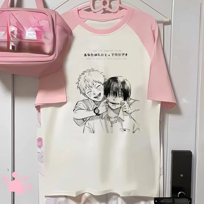 the Summer Hikaru Died top tees women aesthetic women 2000s Breathable top tees Pop Culture 2000s Grunge Psychedelic graphic