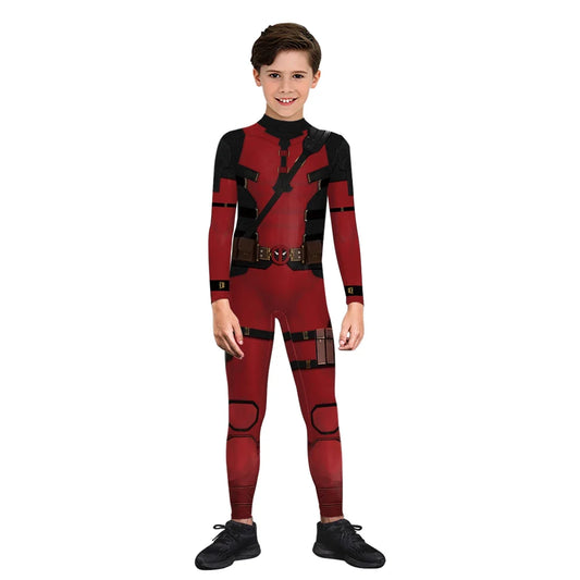 Kids Deadpool Wolverine Cosplay Costume Superhero Boys Girls Superhero Children Halloween Party Bodysuit Elastic Zenti Jumpsuits