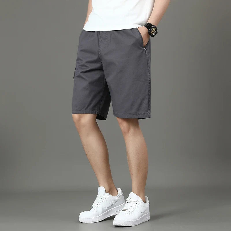 Summer new men's work shorts pocket zip trend versatile casual trousers five work trousers