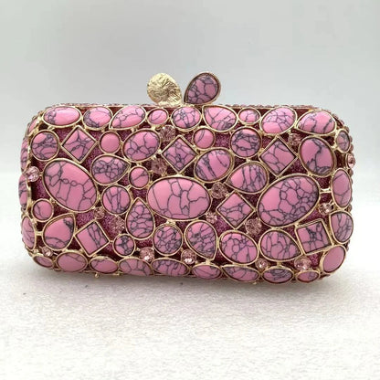 Natural Rhinestone Handmade Clutch Women Wedding Party Cocktail Evening Bag Colorful Diamond Handbag Fashion Yellow Purse