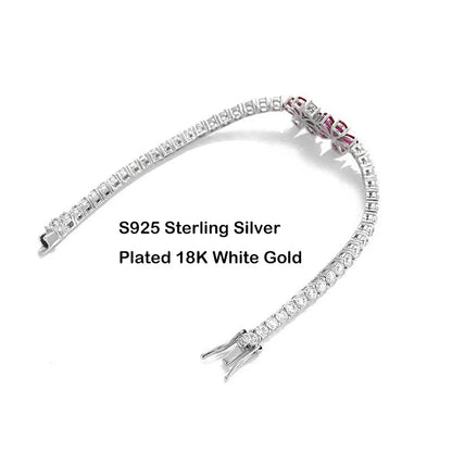 New In Full 3mm Zircon Diamond Tennis Bracelet For Women Girls S925 Silver Plated 18K High Carbon Link Chain Bracelets Gift