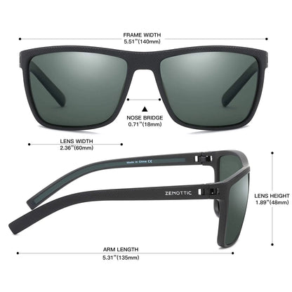 Polarized Sunglasses for Men Shades Lightweight TR90 Frame UV400 Protection Square Outdoor Trave Driving Sun Glasses
