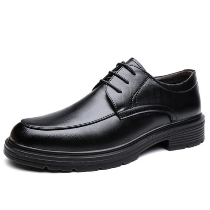 Men's Lace-up Business Casual Leather Shoes Spring Autumn New Platform Work Shoes Male Fashion Solid Color Dress Shoe Man