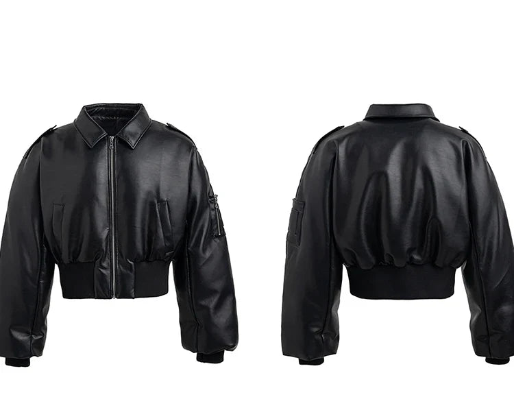 Autumn Winter Short Thick Warm Black Pu Leather Jacket Men with Long Sleeve Zipper Casual Luxury Designer Clothes
