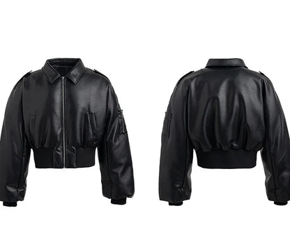 Autumn Winter Short Thick Warm Black Pu Leather Jacket Men with Long Sleeve Zipper Casual Luxury Designer Clothes
