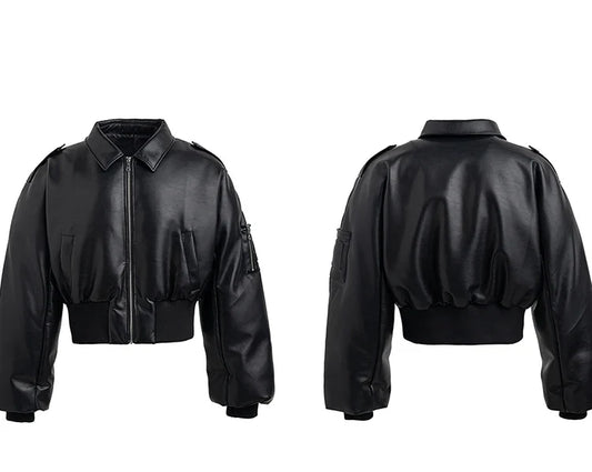 Autumn Winter Short Thick Warm Black Pu Leather Jacket Men with Long Sleeve Zipper Casual Luxury Designer Clothes