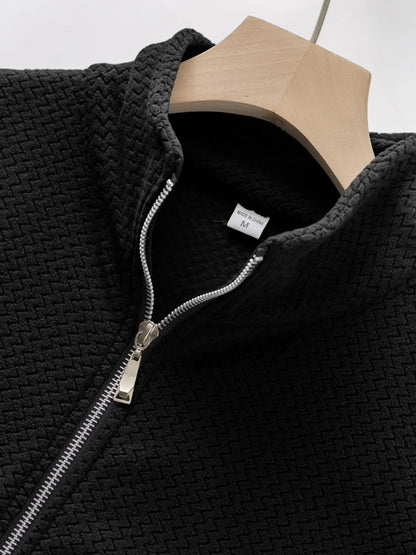 Autumn Winter Men's Stand Collar Casual Zipper Jacket  Double-Sided Fleece Warm Coat Outdoor Splice Long Sleeve Cardigan Mens