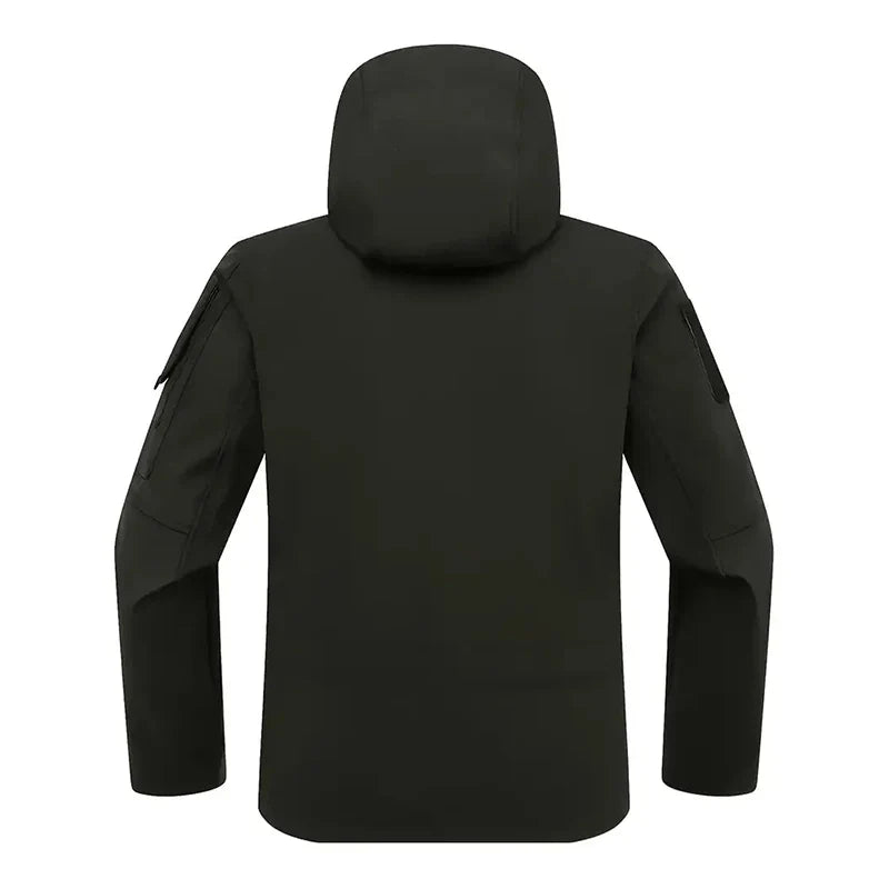 Men Lurker Shark Skin Soft Shell Tactical Jacket Waterproof Fleece Hooded Coat Hunt Clothes Outdoor New Solid Pocket Jacket Men