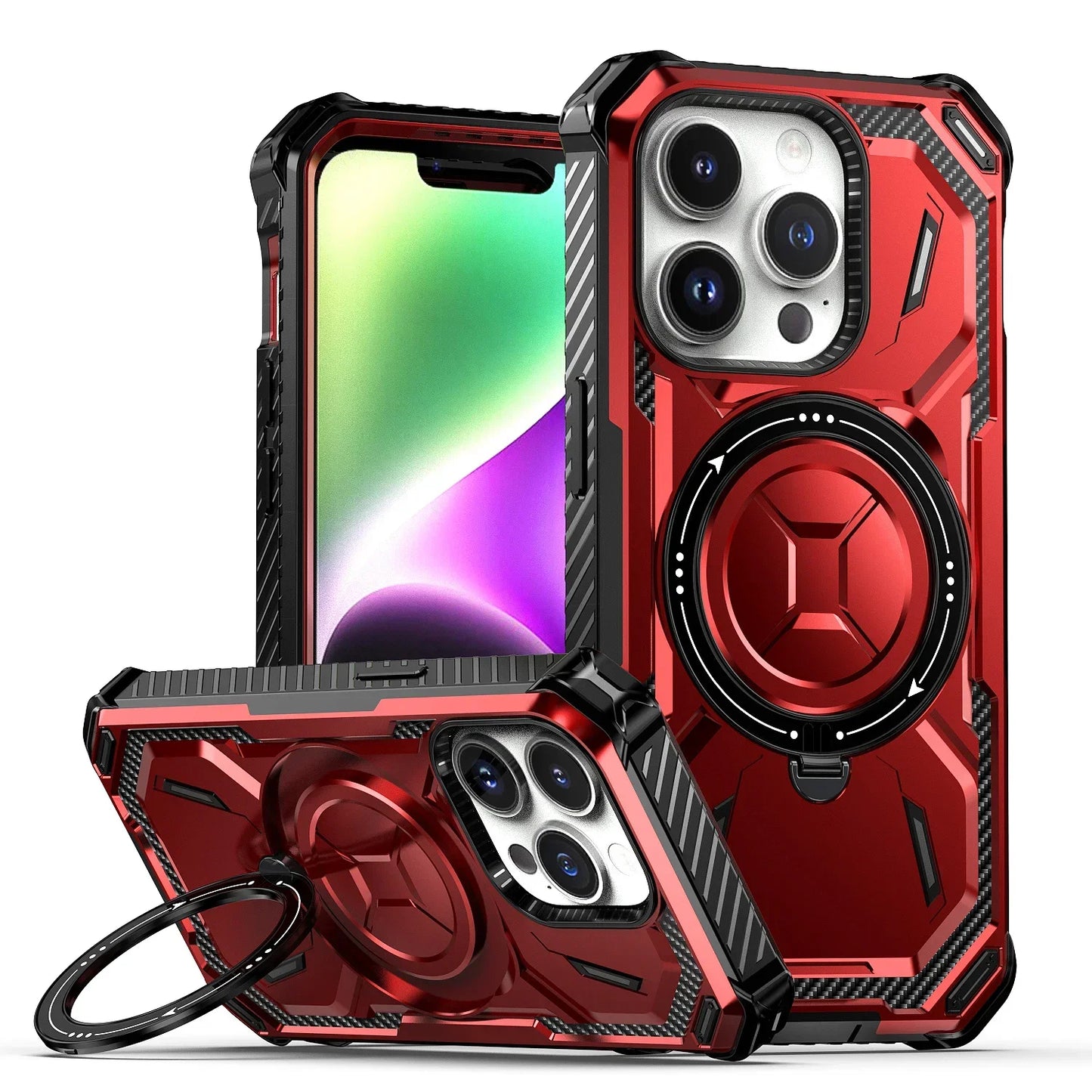 Wireless Charge Magnetic Phone Case for Magsafe iPhone 16 15 13 14 12 11 Pro Max Plus Cases Rotation Stand Shockproof Hard Cover
