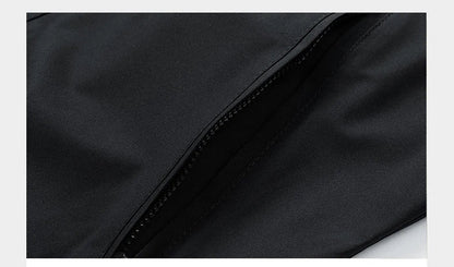 Windbreakers Men Hooded Jacket Zipper Coat Cargo Waterproof Black Bomber Camping Loose Thin Softshell Hooded Hiking Jacket