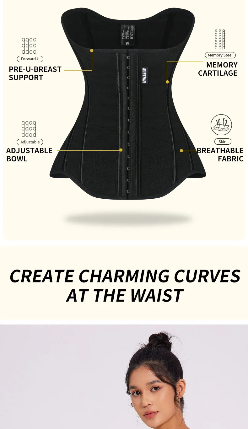 U-shaped Waist Trainer Corset Workout Body Shaper Breast Lifted Waist Trainer Soft Steel Bone Slimming Women's Shapewear