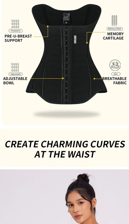 U-shaped Waist Trainer Corset Workout Body Shaper Breast Lifted Waist Trainer Soft Steel Bone Slimming Women's Shapewear