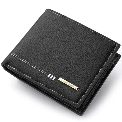 Nouveau Portefeuille Homme Porte-Cartes de Crédit Fermeture Éclair Porte-Monnaie Motif Litchi Haute Qualité Portefeuille Court d'Affaires Pour Hommes