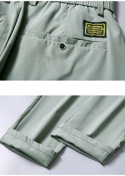 Ice Silk Cool Summer Casual Pants for Men Slim Fashion Stretch Business Korean Trousers Brand Clothing Luxury Men's Pants