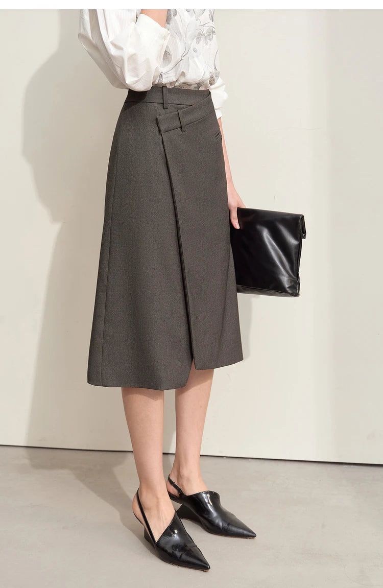 Minimalism 2024 Autumn Skirts for Women New Commuter Intellectual One-piece Wrap A-line Solid Slim Blazer Skirt 12443019