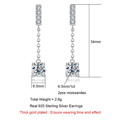 1 Carat D Color Moissanite Diamond Classic Earrings 18K White Gold Plated Charm Earrings For Women Jewelry Wholesale