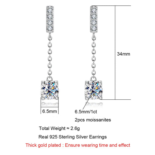 1 Carat D Color Moissanite Diamond Classic Earrings 18K White Gold Plated Charm Earrings For Women Jewelry Wholesale